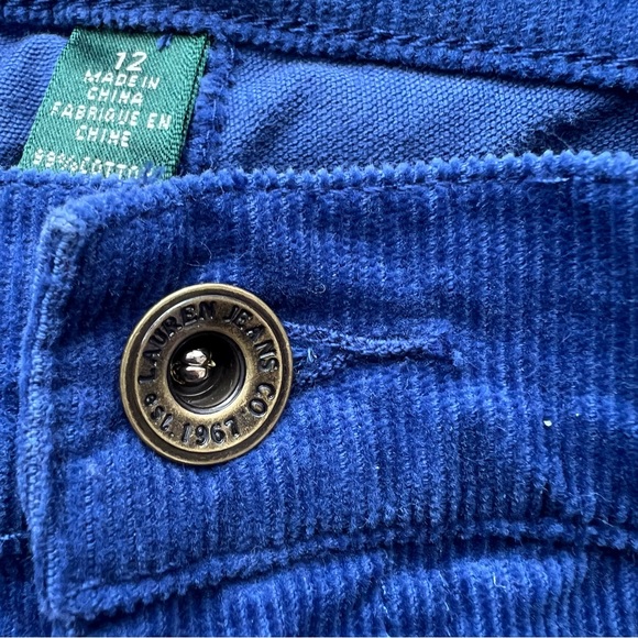 Lauren Jeans Co Blue Cerulean Blue Corduroy Straight Leg Pants.  Size 12 - Picture 6 of 11